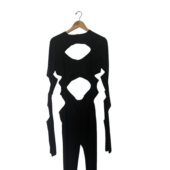 NWT Norma Kamali Long Sleeve Aztec Catsuit in Black Size Large - Picture 6 of 9